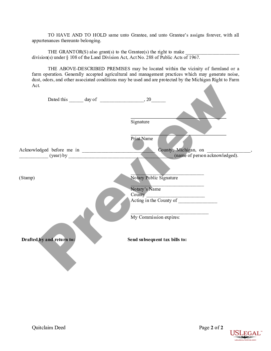 page 1 Quitclaim Deed from Individual to Corporation preview