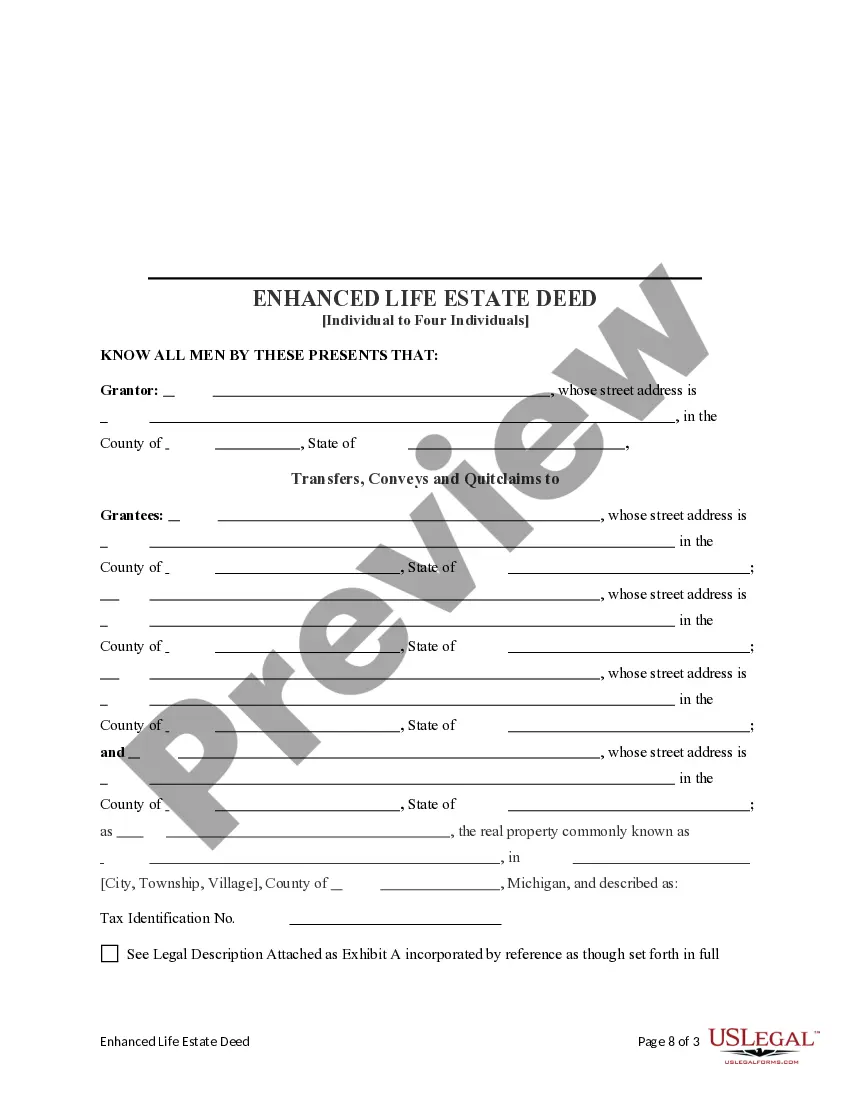 Get Enhanced Life Estate or Lady Bird Deed - Individual to Four Individuals Preview Enhanced Life Estate or Lady Bird Deed - Individual to Four Individuals