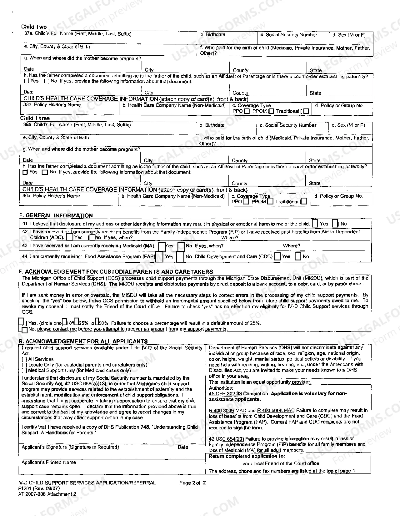 Preview Child Support Services Application/Referral
