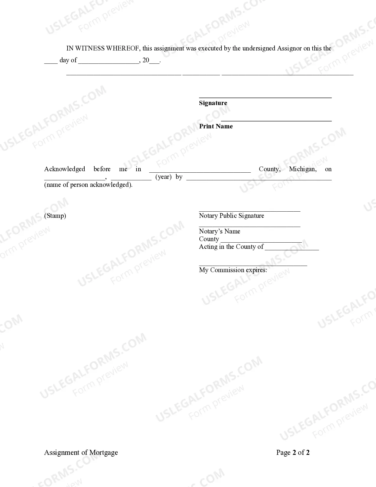 Preview Assignment of Mortgage by Individual Mortgage Holder