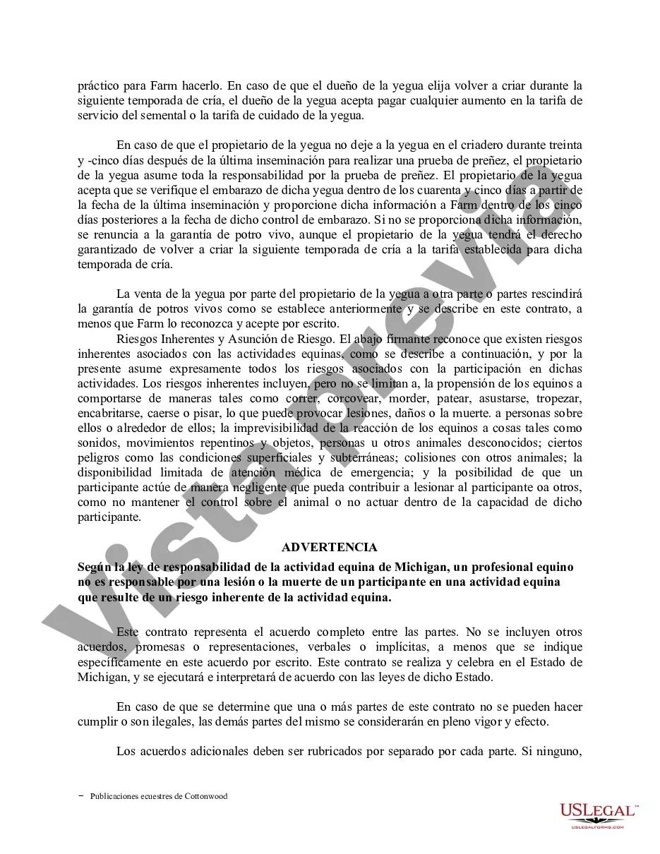 Preview Contrato de servicio de semental - Formularios equinos de caballos