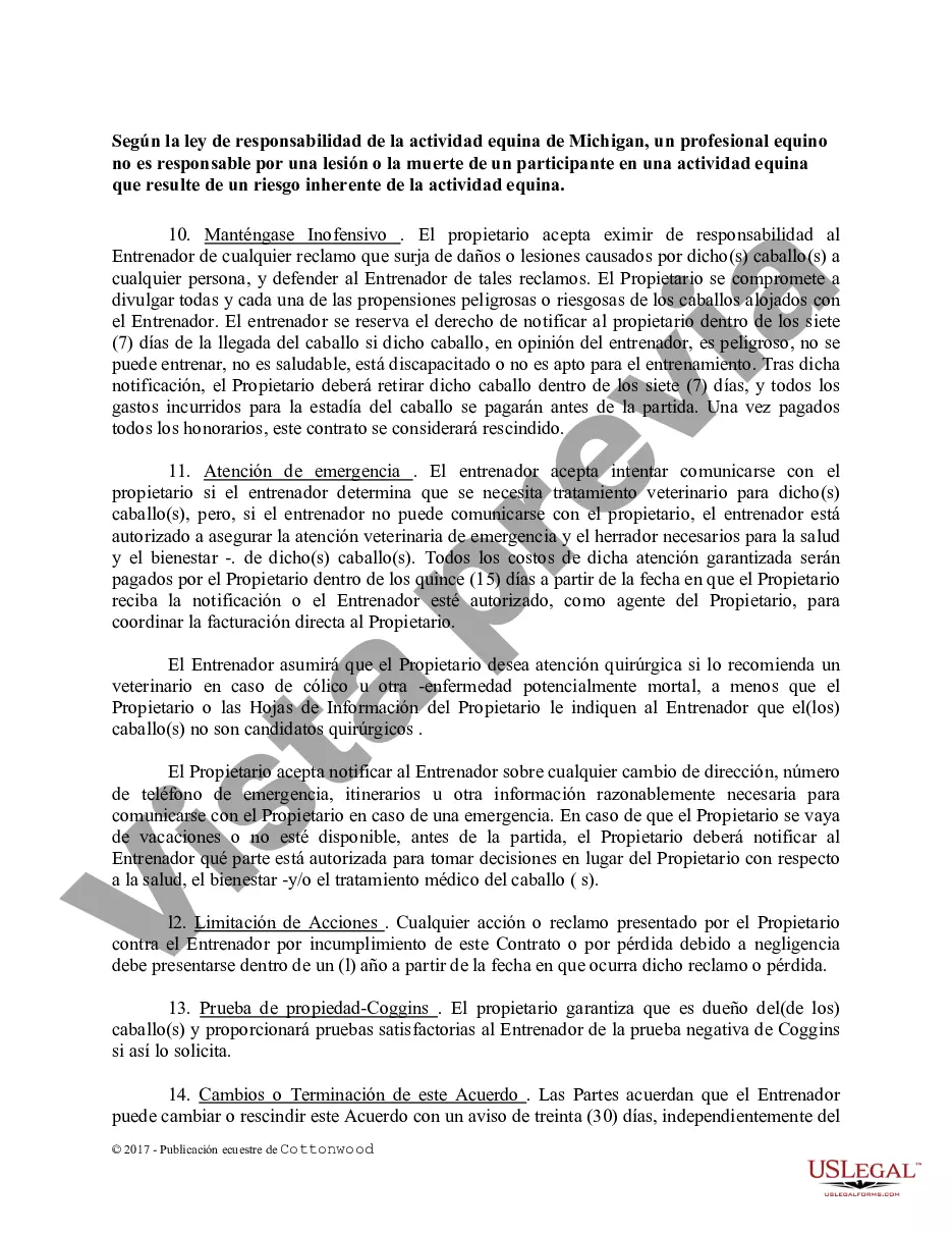 Preview Contrato de Entrenamiento - Caballo Equino Formas