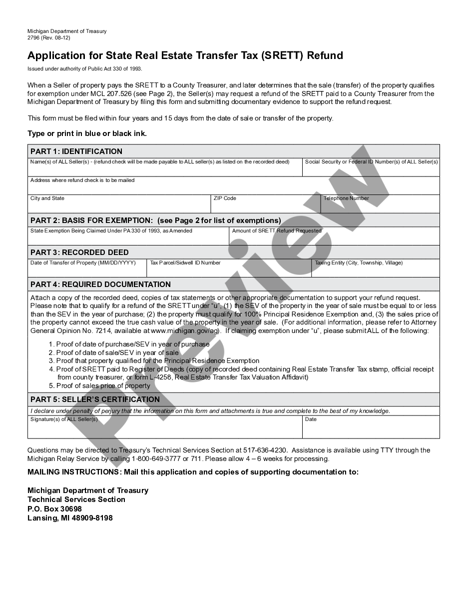page 0 Application for Real Estate Transfer Tax Refund preview