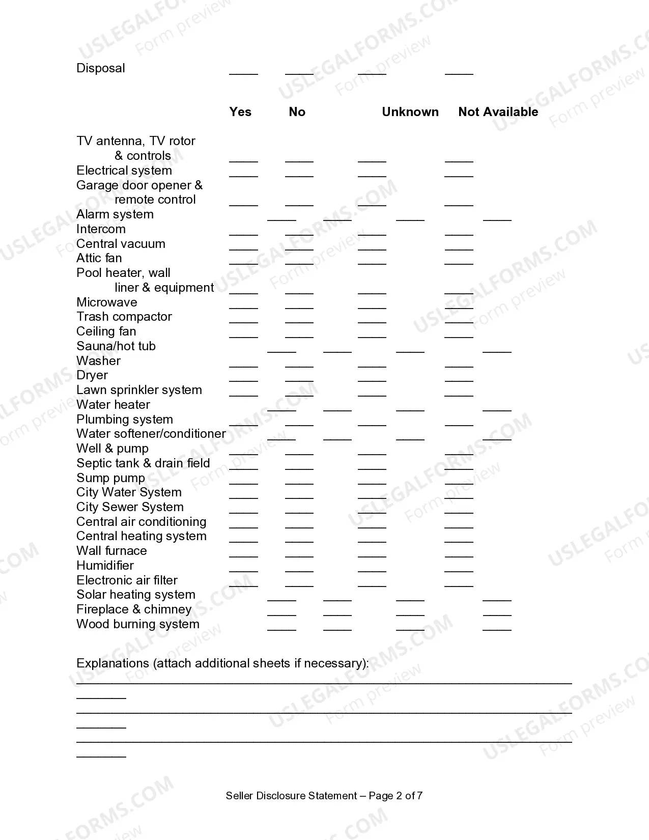 Preview Residential Real Estate Sales Disclosure Statement
