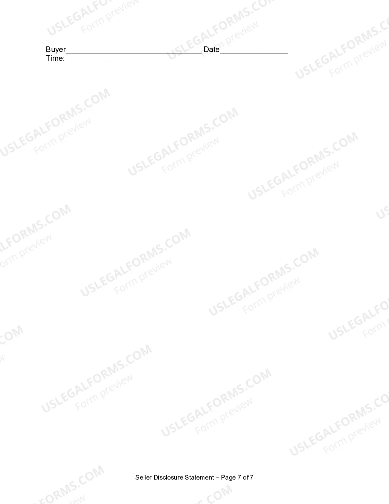 Preview Residential Real Estate Sales Disclosure Statement