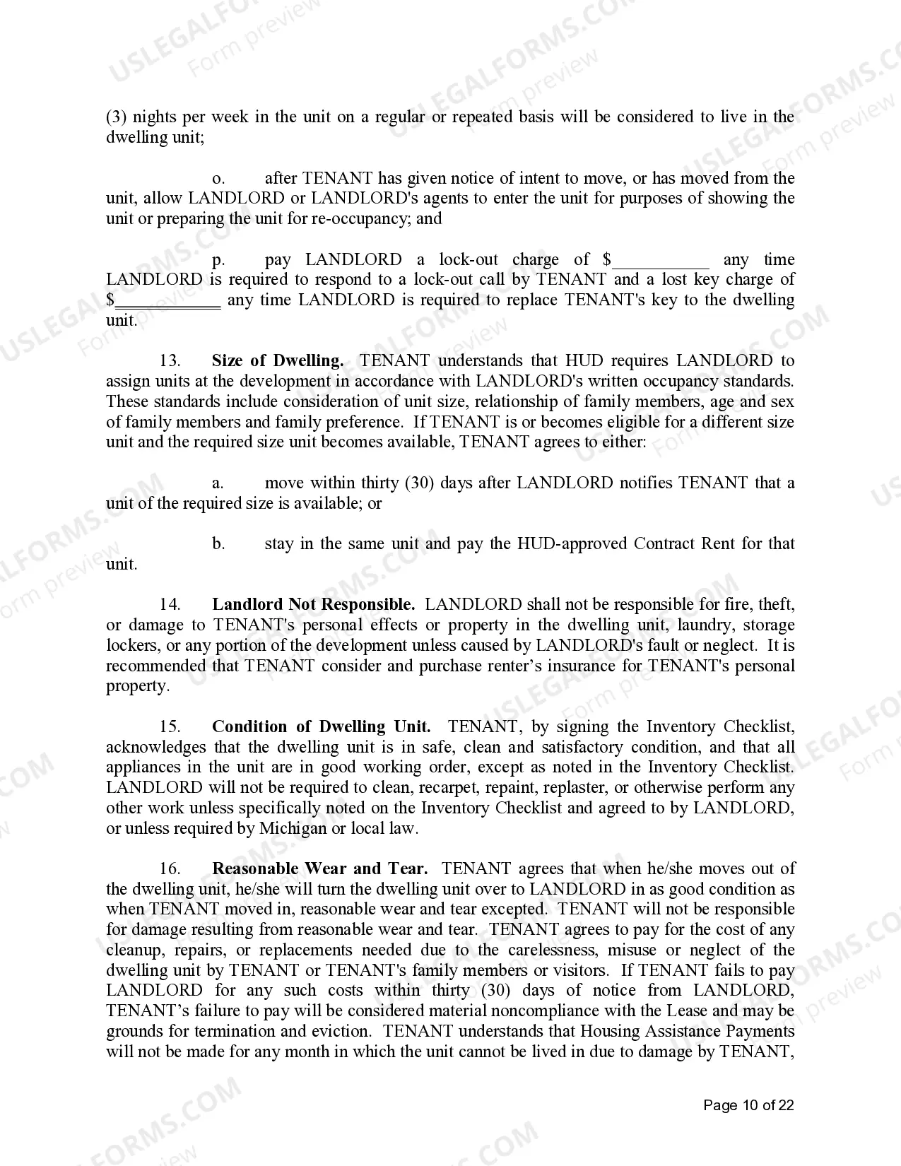 Preview Michigan Section 8 Lease Agreement