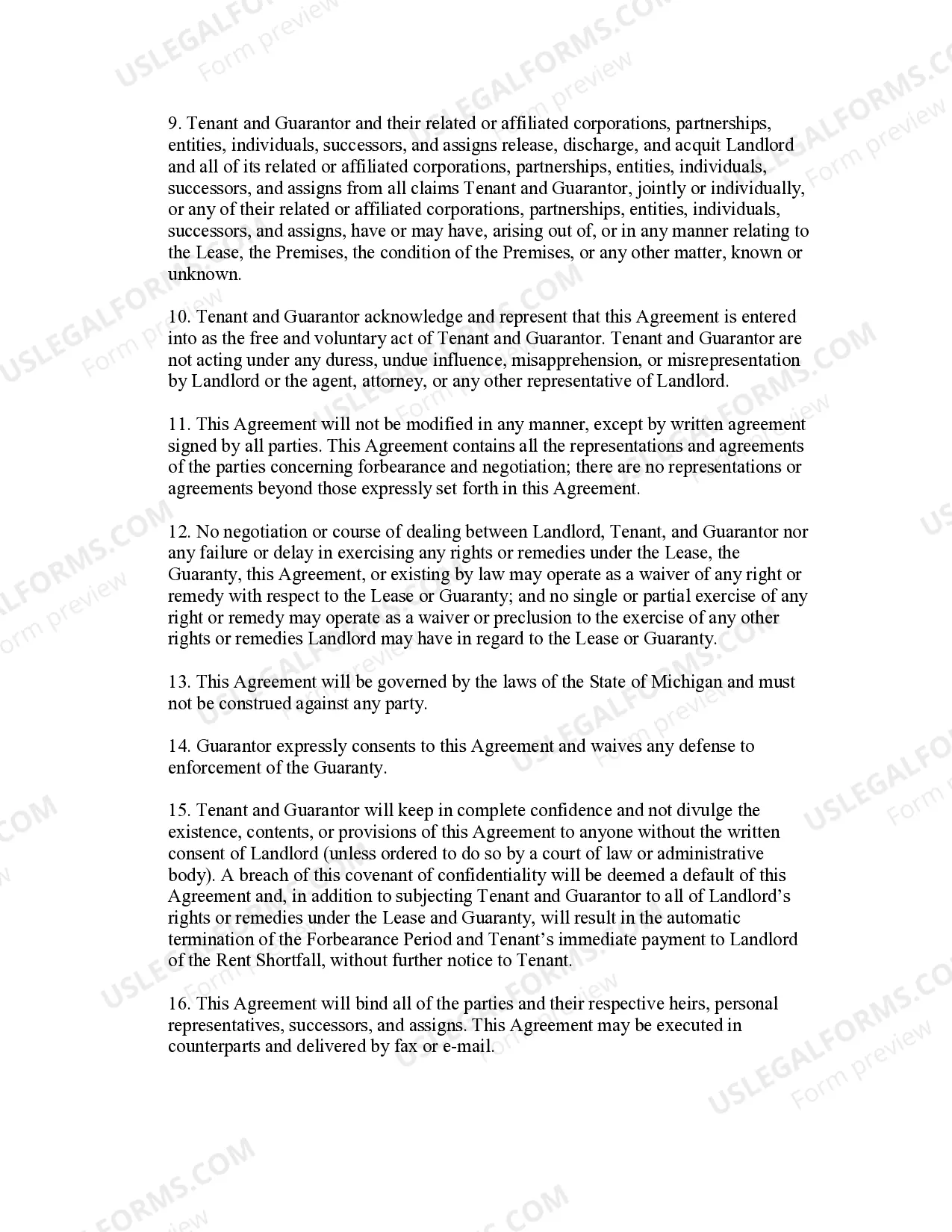 Preview Lease Enforcement Forbearance Agreement