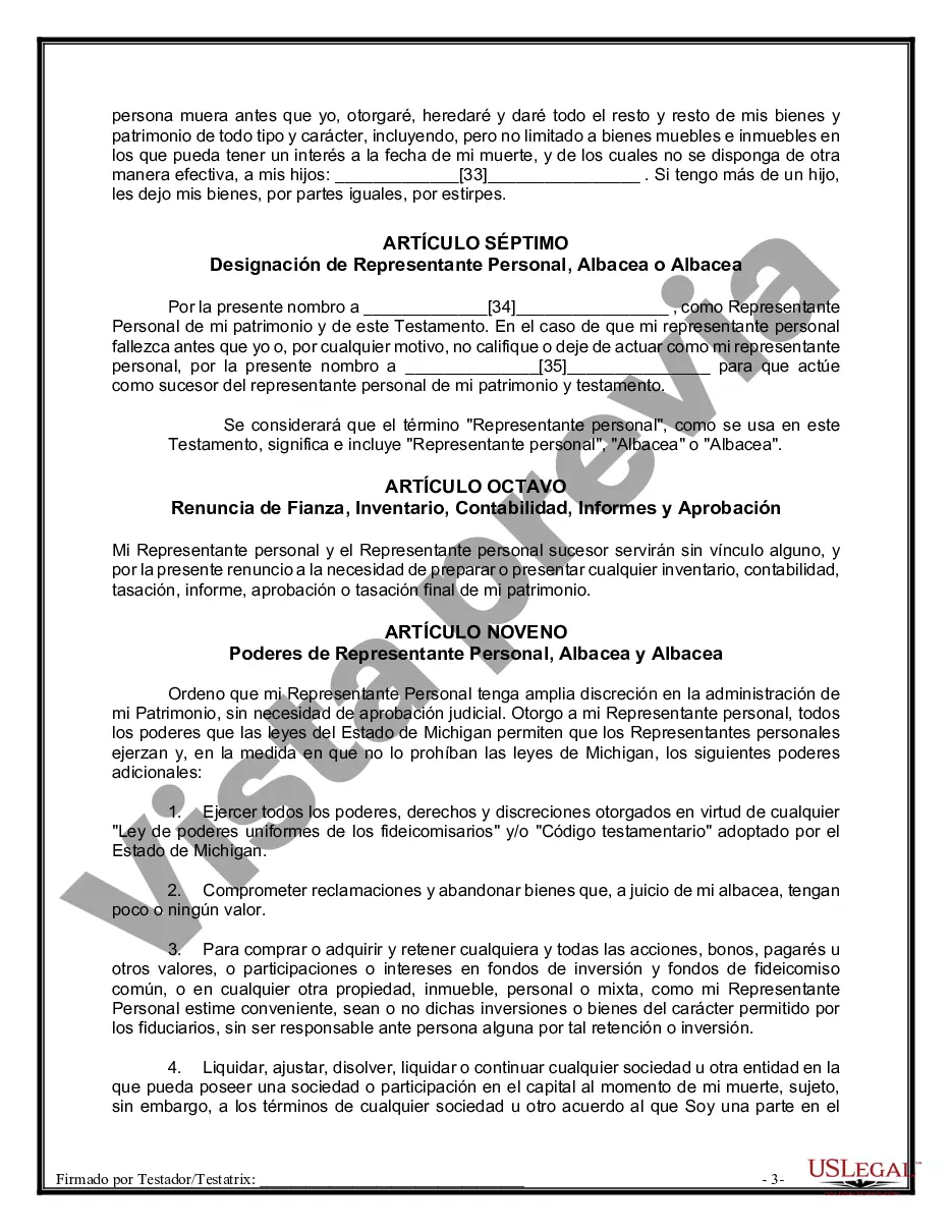 Preview Paquete de Testamentos Mutuos de Últimas Voluntades y Testamentos para Personas Solteras que conviven con Hijos Mayores de Edad