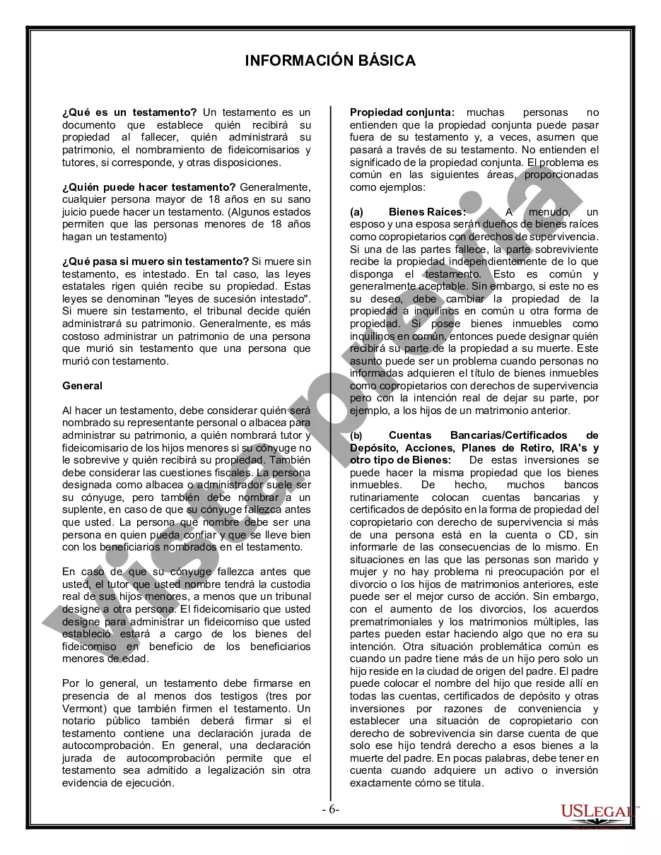 Preview Paquete de Testamentos Mutuos de Últimas Voluntades y Testamentos para Personas Solteras que conviven con Hijos Mayores de Edad