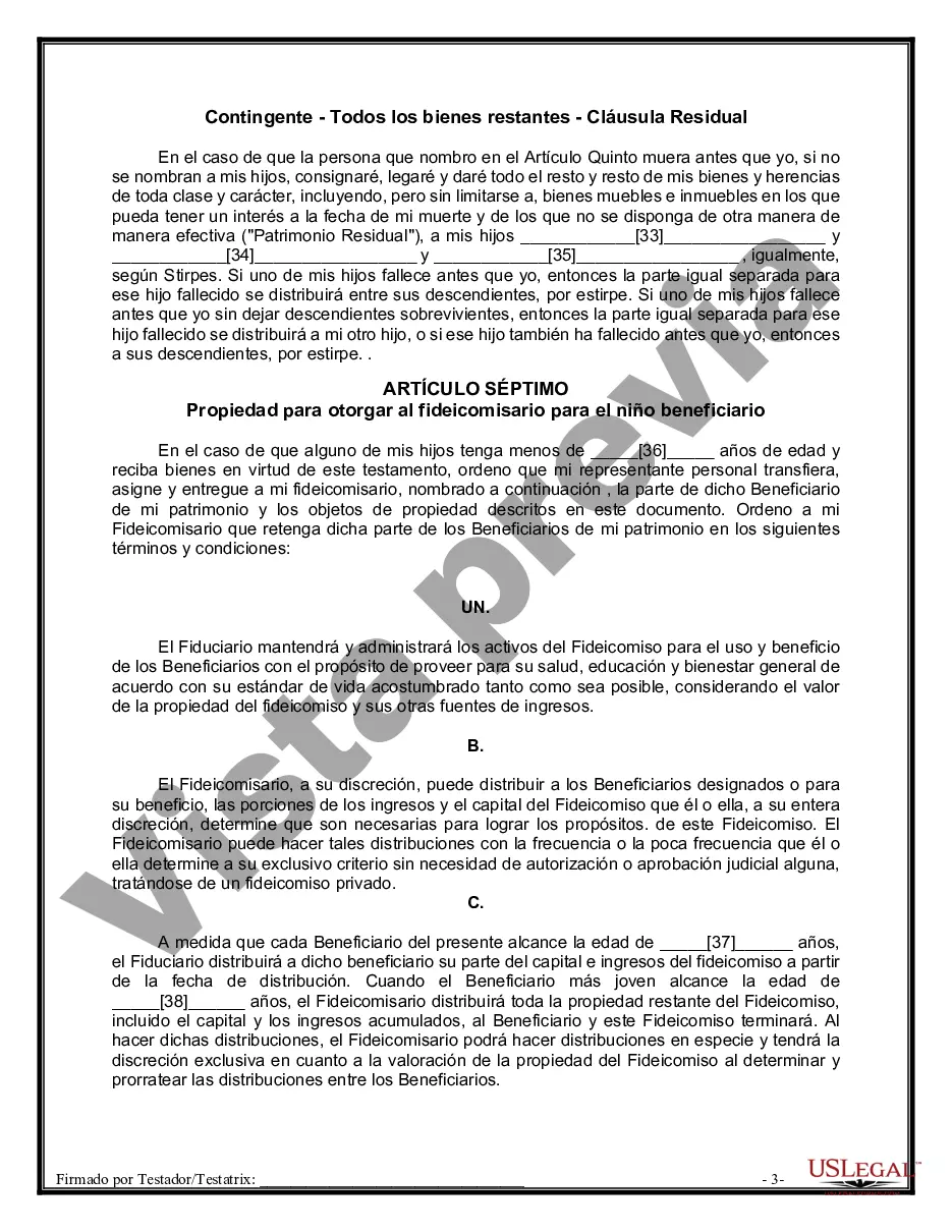 Preview Testamentos Mutuos o Últimas Voluntades y Testamentos para Personas Solteras que viven juntas, no Casadas con Hijos Menores