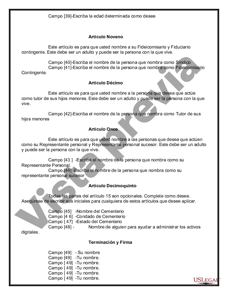 Preview Testamentos Mutuos o Últimas Voluntades y Testamentos para Personas Solteras que viven juntas, no Casadas con Hijos Menores