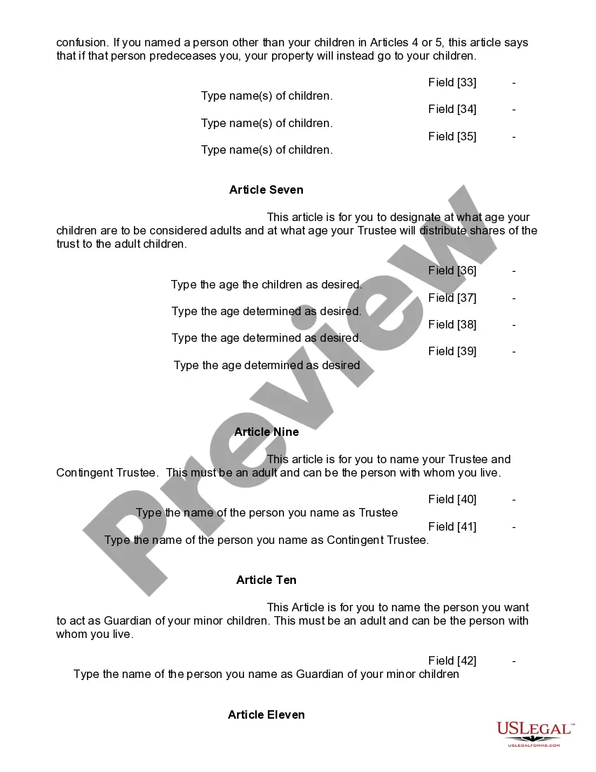 Preview Mutual Wills or Last Will and Testaments for Man and Woman living together, not Married with Minor Children