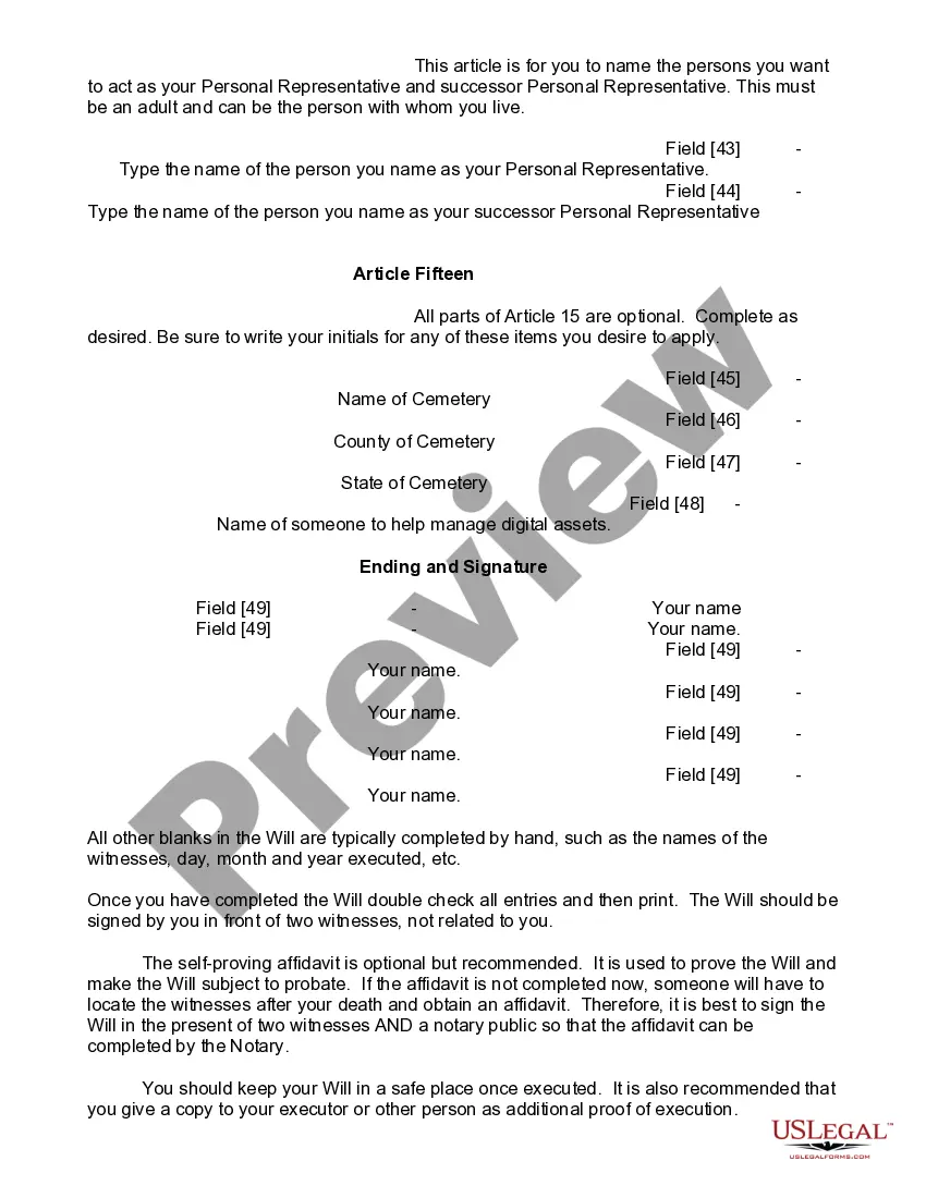 Preview Mutual Wills or Last Will and Testaments for Man and Woman living together, not Married with Minor Children