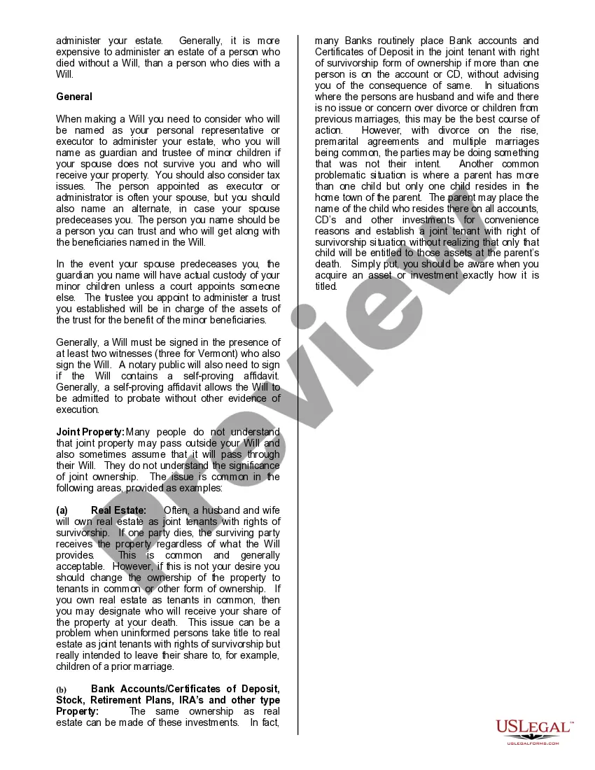 Preview Mutual Wills or Last Will and Testaments for Man and Woman living together, not Married with Minor Children