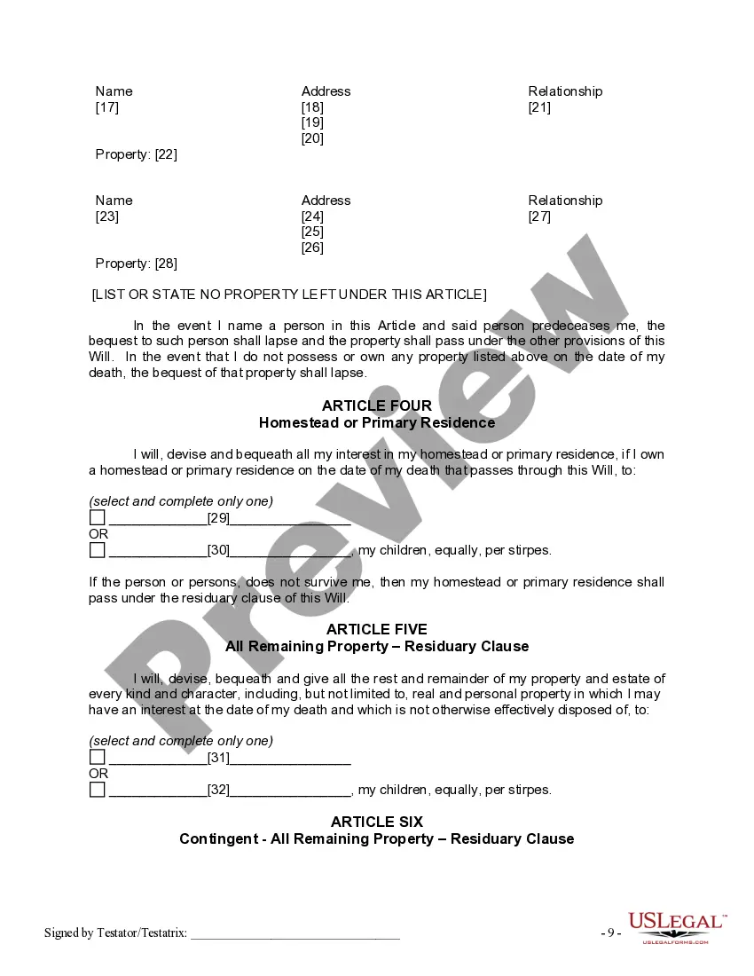 Preview Mutual Wills or Last Will and Testaments for Man and Woman living together, not Married with Minor Children