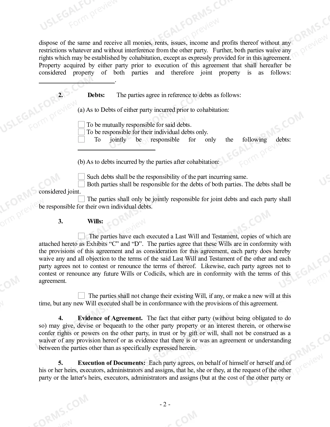 Preview Non-Marital Cohabitation Living Together Agreement