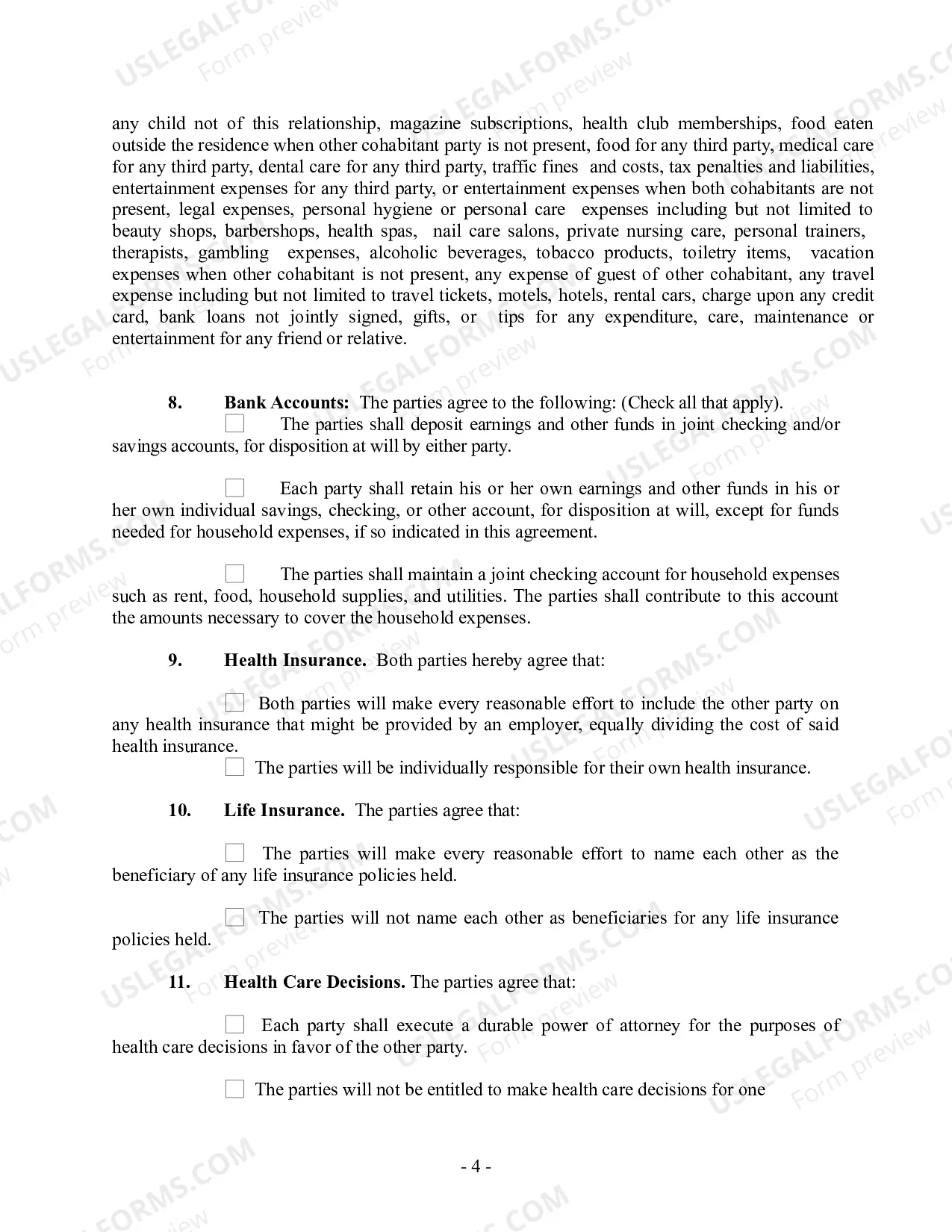 Preview Non-Marital Cohabitation Living Together Agreement