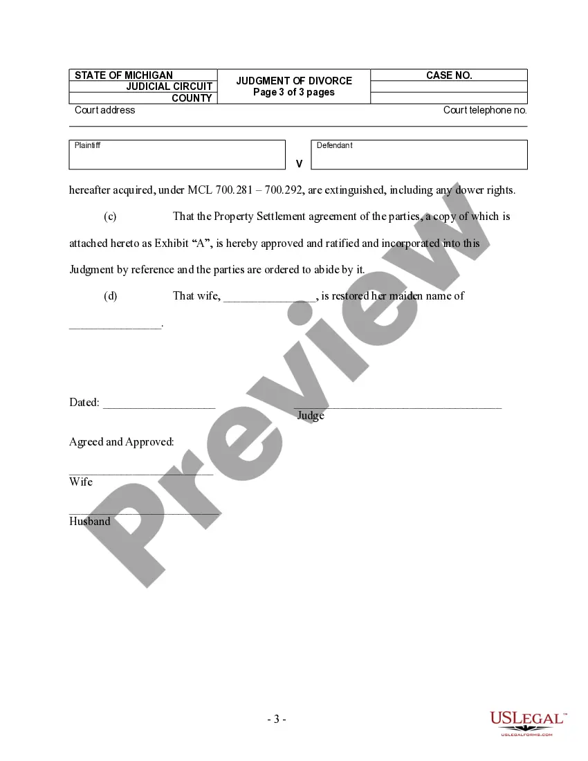 Preview Judgment of Divorce - With Minor Children