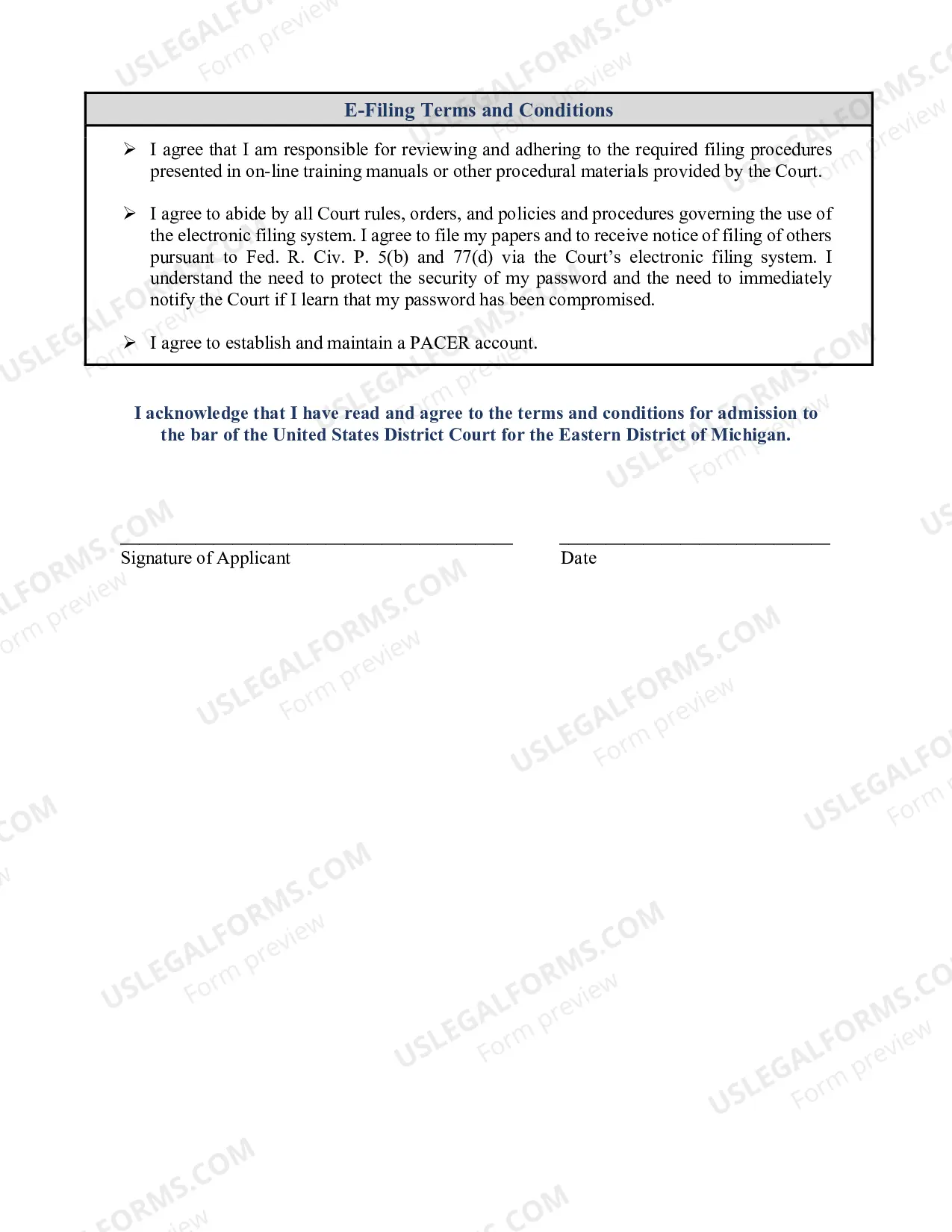 Preview Attorney Application for Admission to Practice