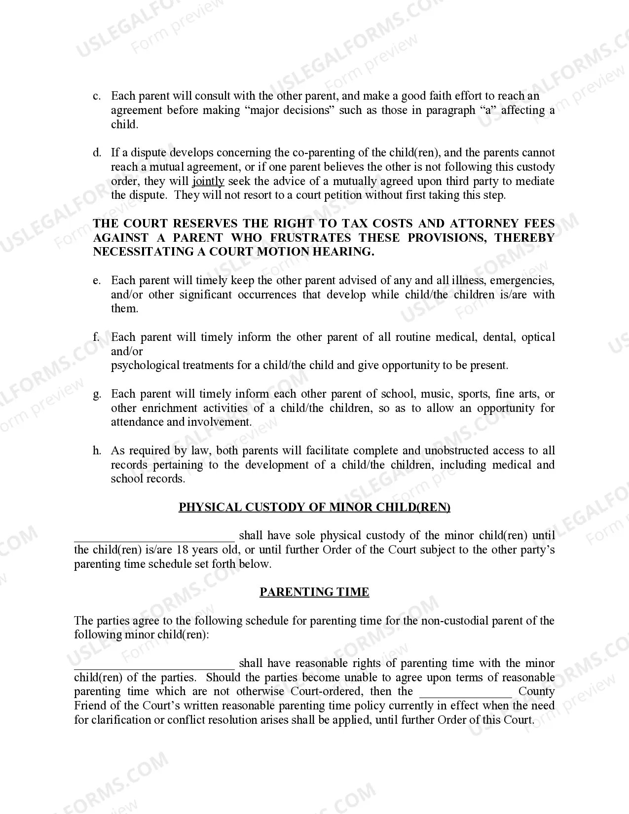 Preview Michigan Judicial Circuit Court - Order Regarding Custody, Parenting Time (Visitation) and Child Support - Sole Physical Custody with Reasonable Visitation