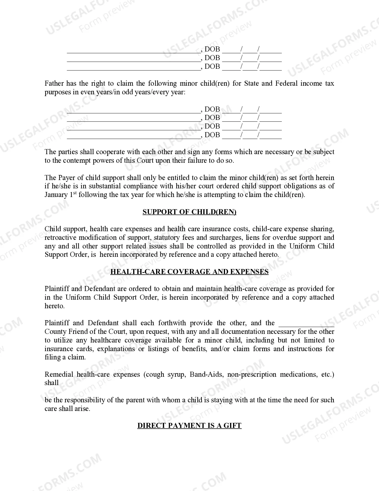 Preview Michigan Judicial Circuit Court - Order Regarding Custody, Parenting Time (Visitation) and Child Support - Sole Physical Custody with Reasonable Visitation