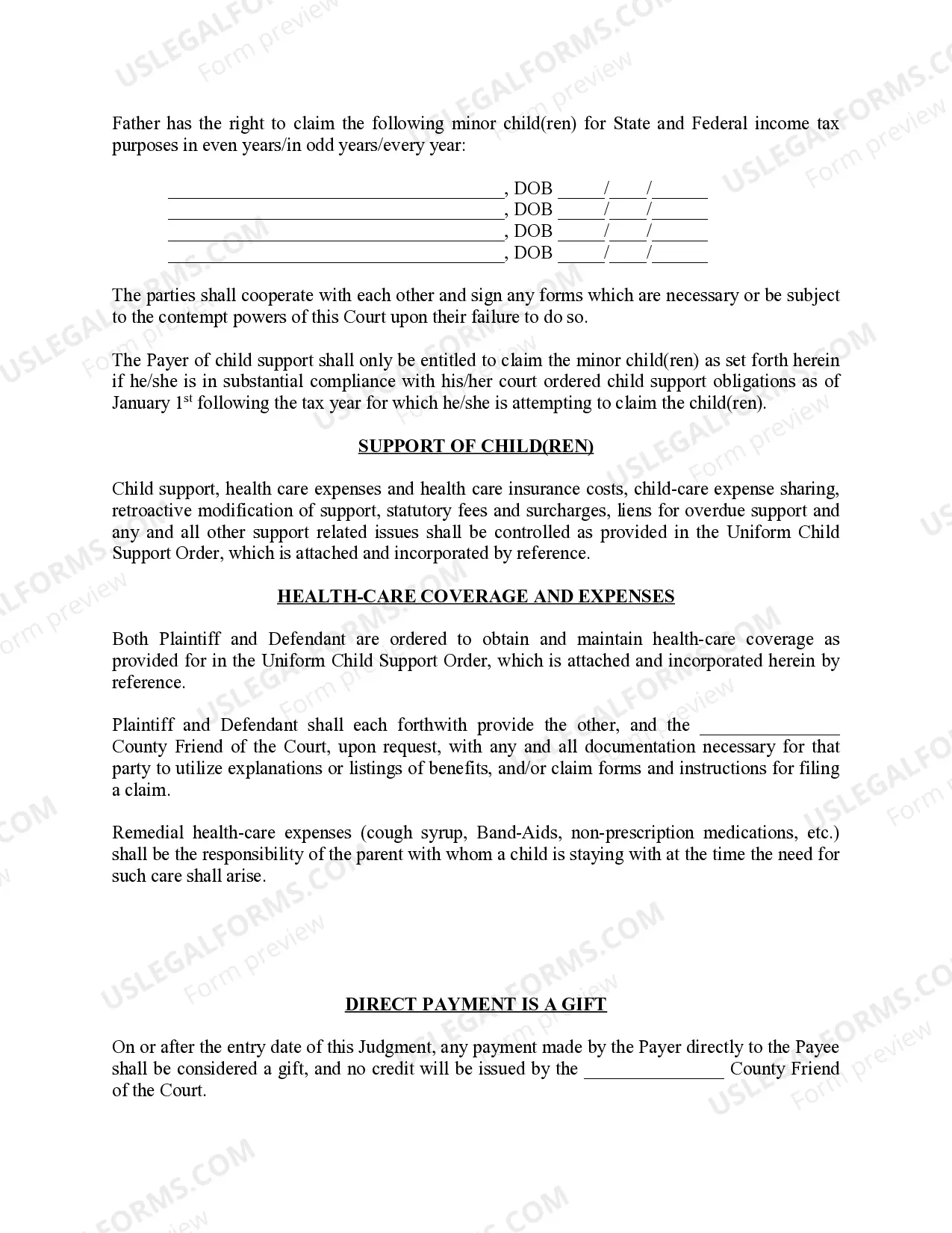 Preview Michigan Judicial Circuit Court - Order Regarding Custody, Parenting Time (Visitation) and Child Support - Joint Physical Custody with Equal Amount of Parenting Time