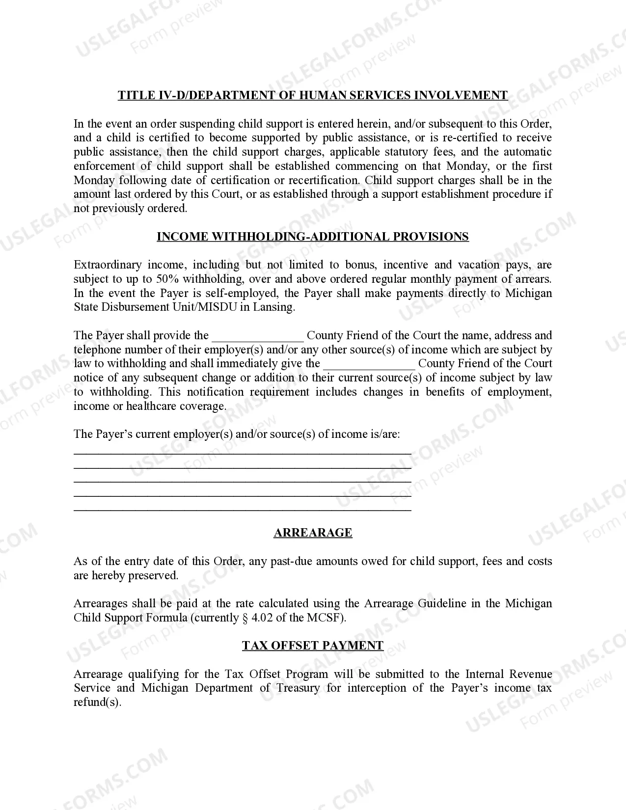 Preview Michigan Judicial Circuit Court - Order Regarding Custody, Parenting Time (Visitation) and Child Support - Joint Physical Custody with Equal Amount of Parenting Time