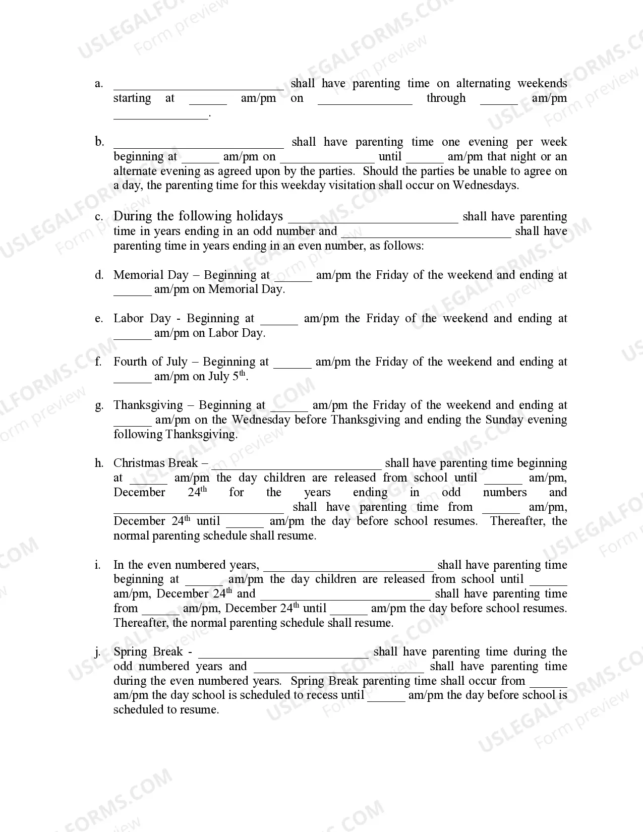 Preview Michigan Judicial Circuit Court - Order Regarding Custody, Parenting Time (Visitation) and Child Support - Split Physical Custody with Standard Schedule