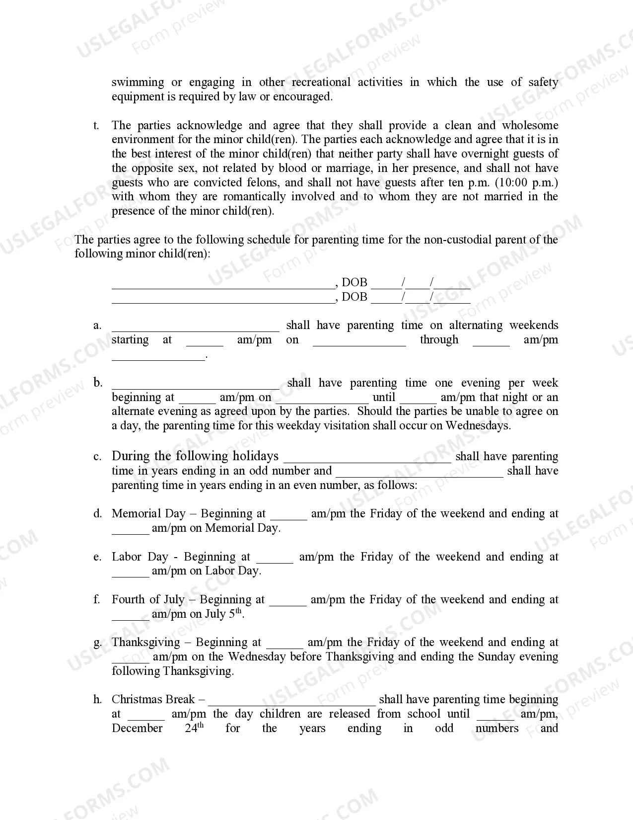 Preview Michigan Judicial Circuit Court - Order Regarding Custody, Parenting Time (Visitation) and Child Support - Split Physical Custody with Standard Schedule