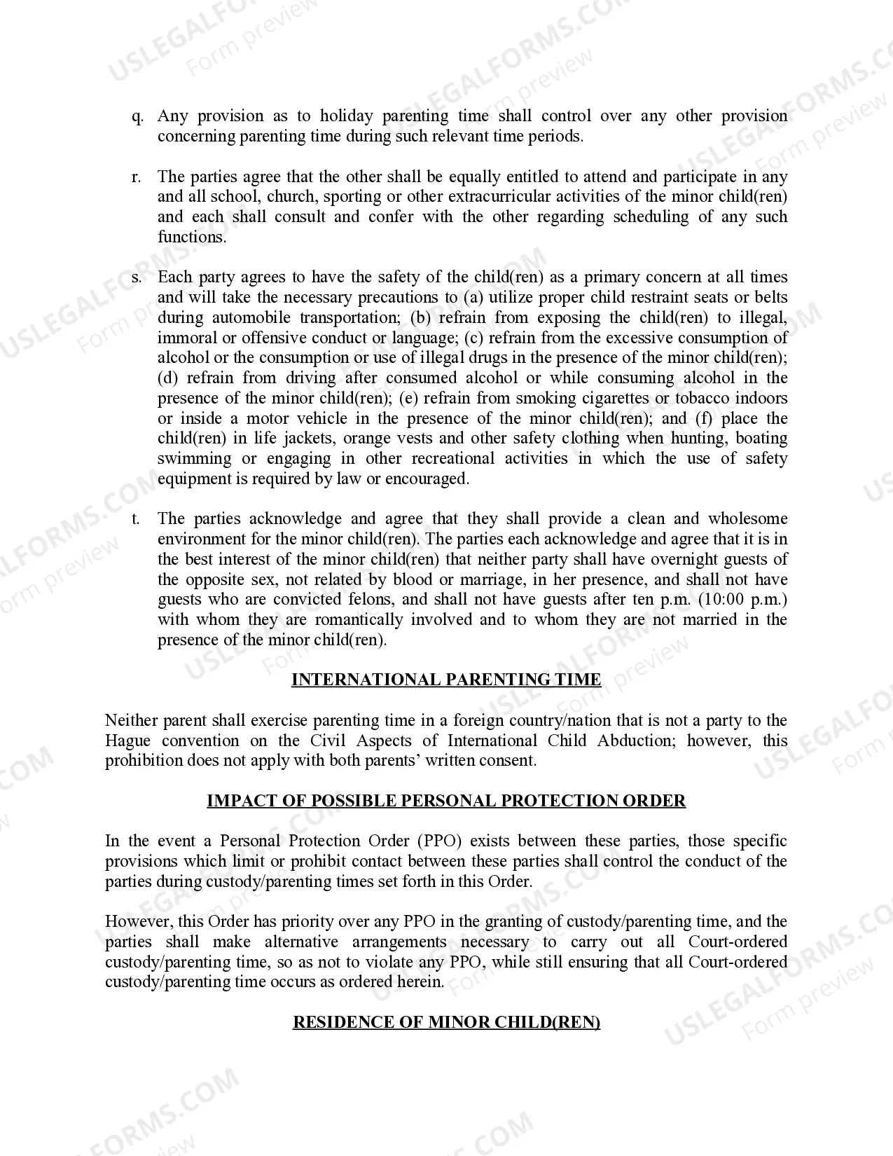 Preview Michigan Judicial Circuit Court - Order Regarding Custody, Parenting Time (Visitation) and Child Support - Split Physical Custody with Standard Schedule