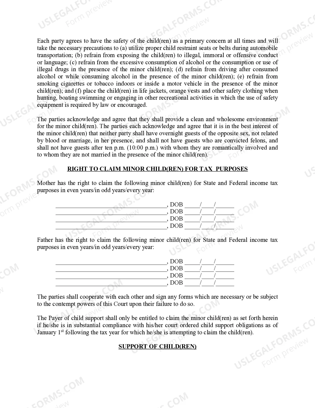 Preview Michigan Judicial Circuit Court - Order Regarding Custody, Parenting Time (Visitation) and Child Support - Split Physical Custody with Standard Schedule