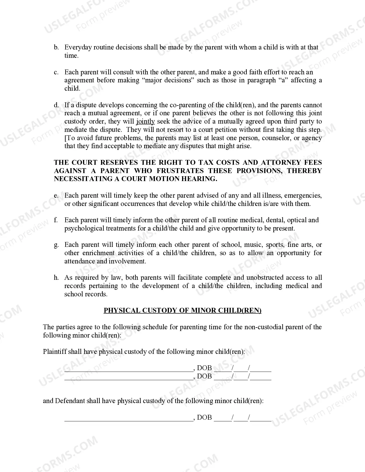 Preview Michigan Judicial Circuit Court - Order Regarding Custody, Parenting Time (Visitation) and Child Support - Split Physical Custody with Various Scheduling Options