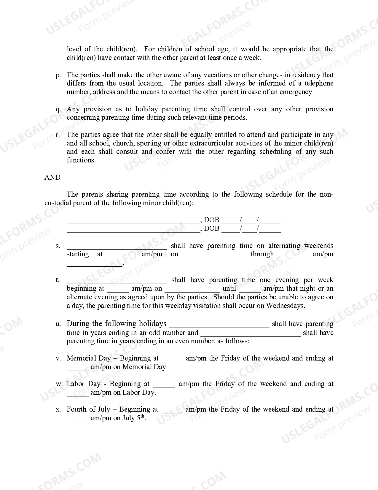 Preview Michigan Judicial Circuit Court - Order Regarding Custody, Parenting Time (Visitation) and Child Support - Split Physical Custody with Various Scheduling Options