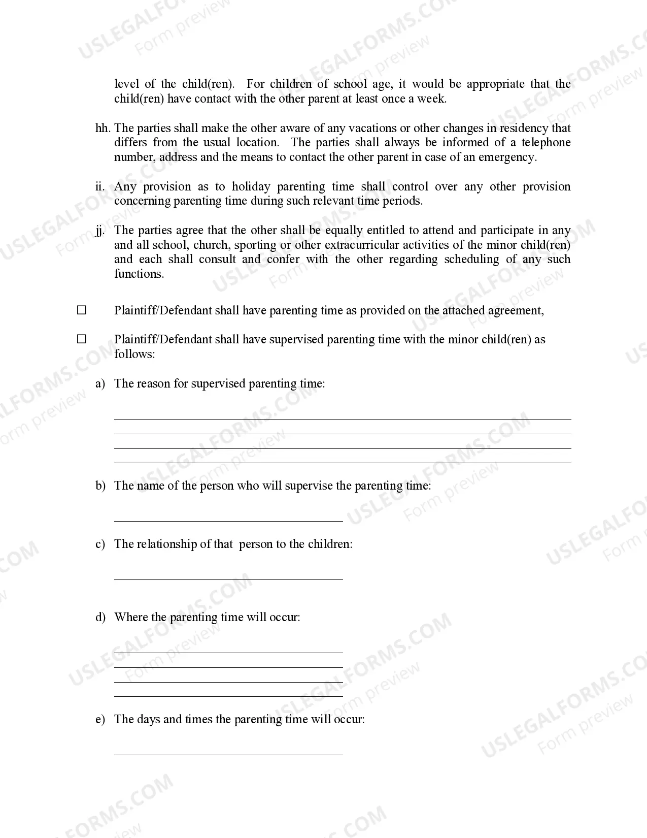 Preview Michigan Judicial Circuit Court - Order Regarding Custody, Parenting Time (Visitation) and Child Support - Split Physical Custody with Various Scheduling Options