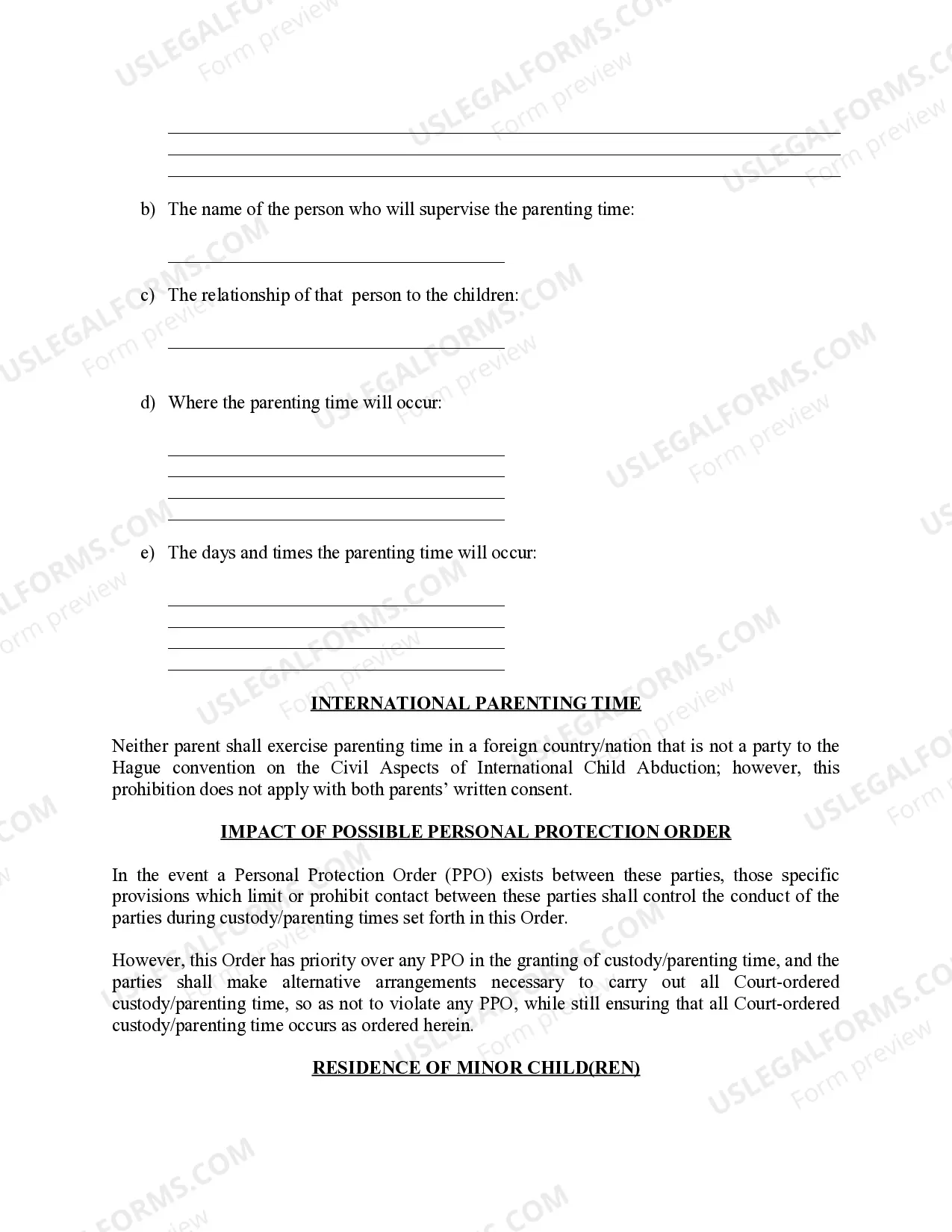 Preview Michigan Judicial Circuit Court - Order Regarding Custody, Parenting Time (Visitation) and Child Support - Sole Physical Custody with Supervised Visitation