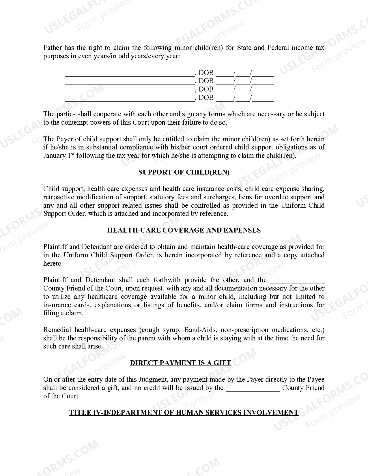 Preview Michigan Judicial Circuit Court - Order Regarding Custody, Parenting Time (Visitation) and Child Support - Sole Physical Custody with Supervised Visitation