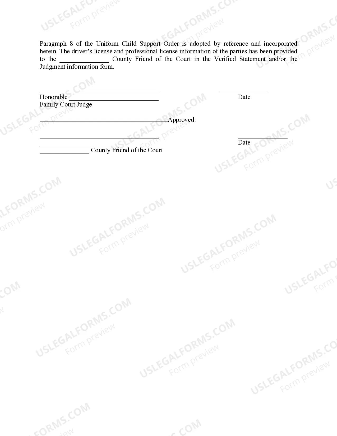 Preview Michigan Judicial Circuit Court - Order Regarding Custody, Parenting Time (Visitation) and Child Support - Sole Physical Custody with Supervised Visitation
