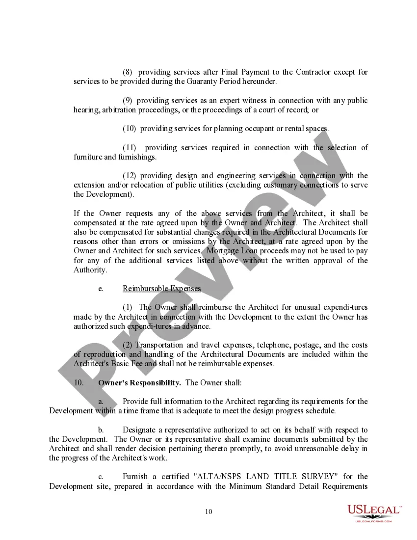 Preview Agreement for Architectural Design and Administration Services