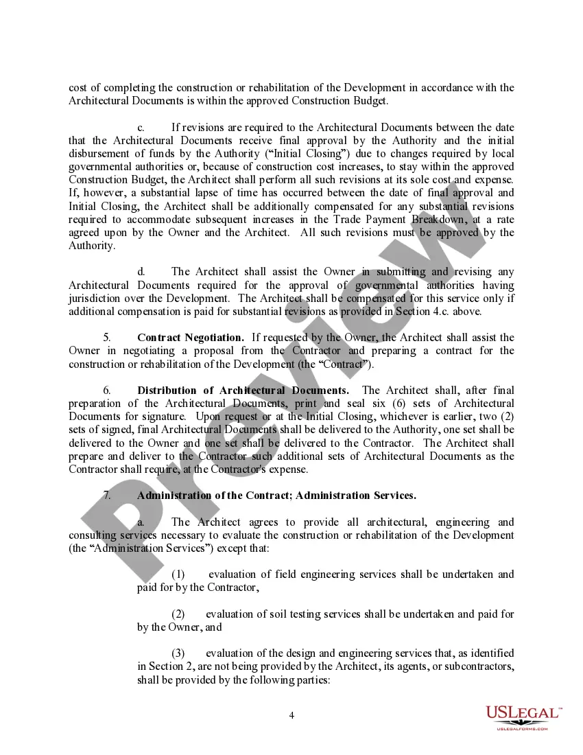 Preview Agreement for Architectural Design and Administration Services