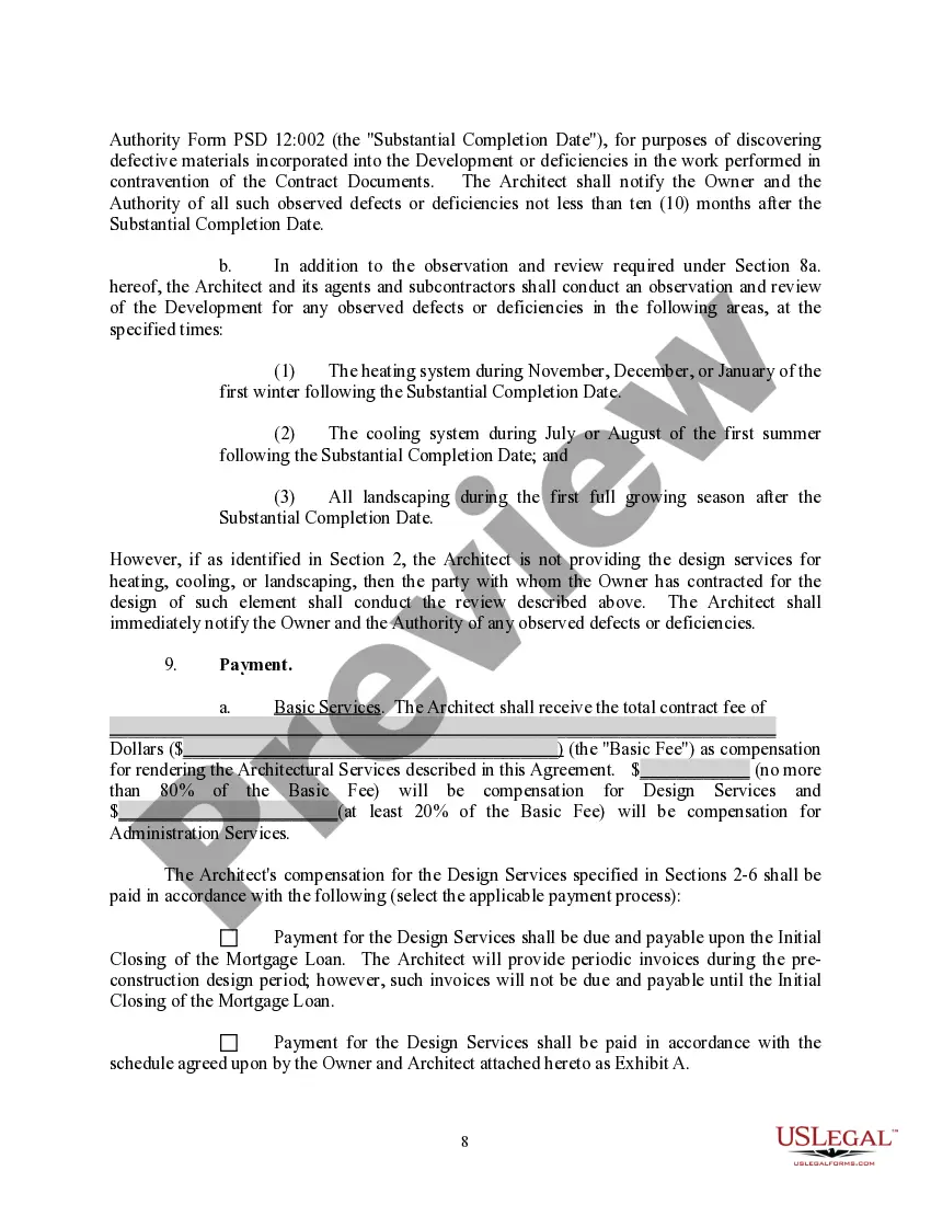 Preview Agreement for Architectural Design and Administration Services