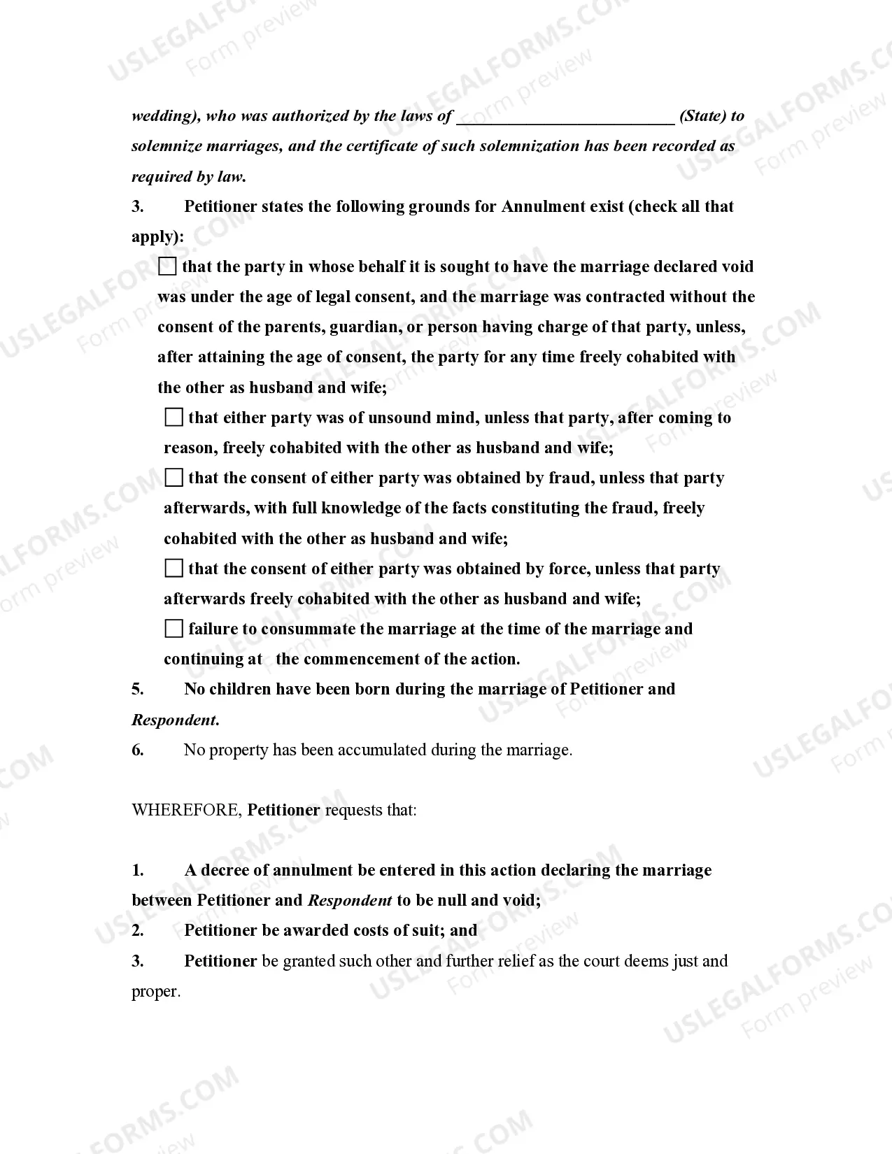 Preview Complaint for Annulment