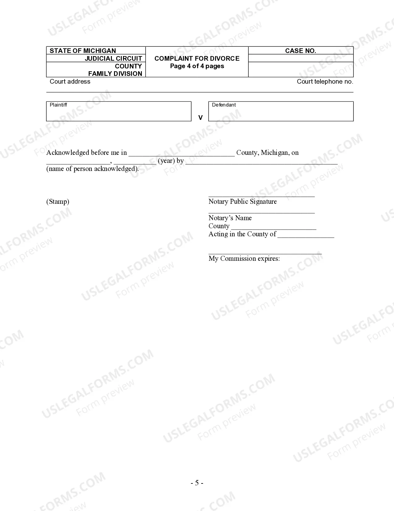 Preview Complaint for Divorce for People with Adult Children