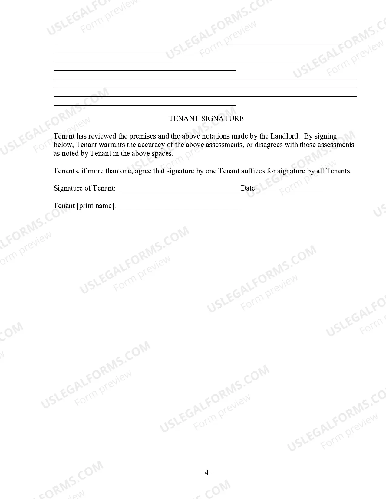 Preview Inventory and Condition of Leased Premises for Pre Lease and Post Lease