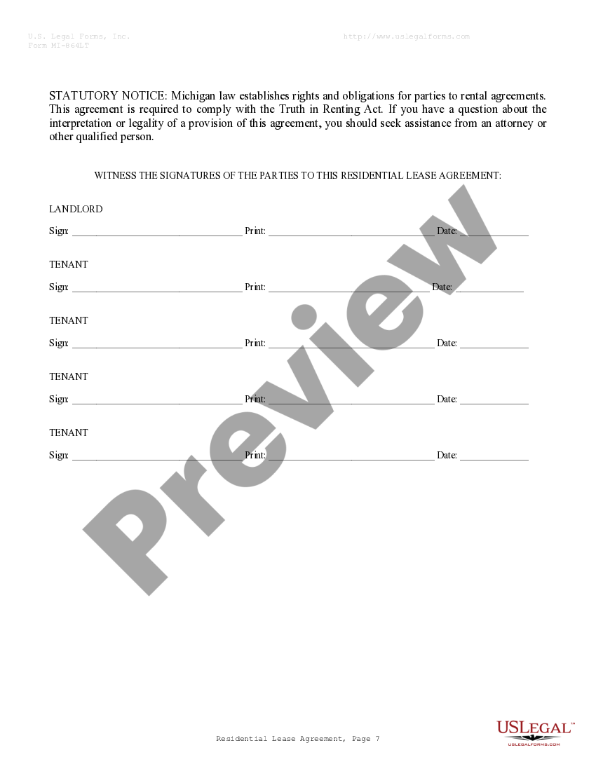 michigan residential rental lease agreement michigan residential