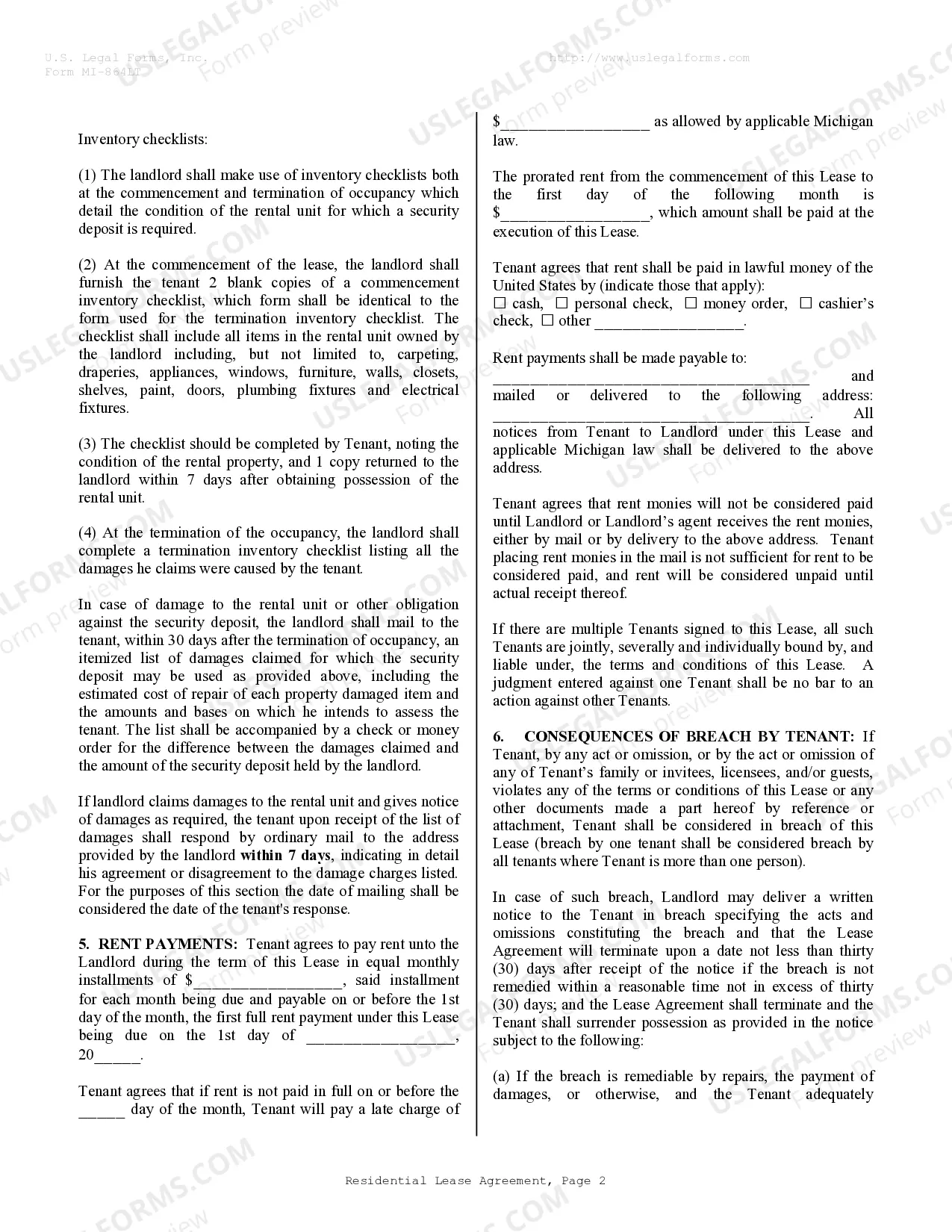 Preview Residential Rental Lease Agreement