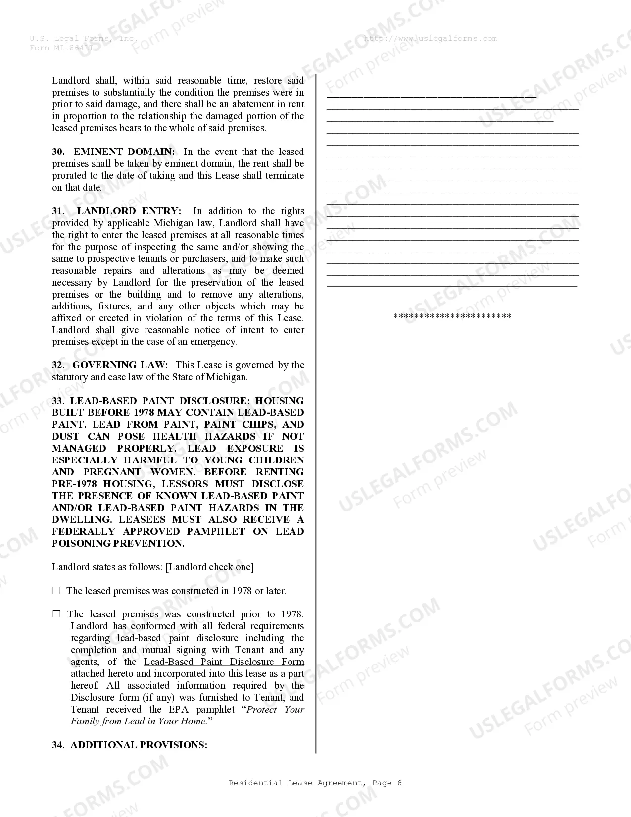 Preview Residential Rental Lease Agreement