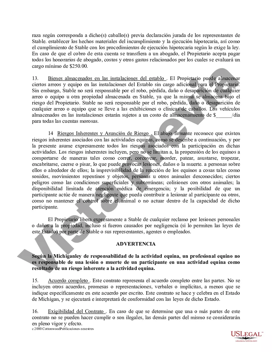 Preview Paquete de formularios equinos de caballos de Michigan