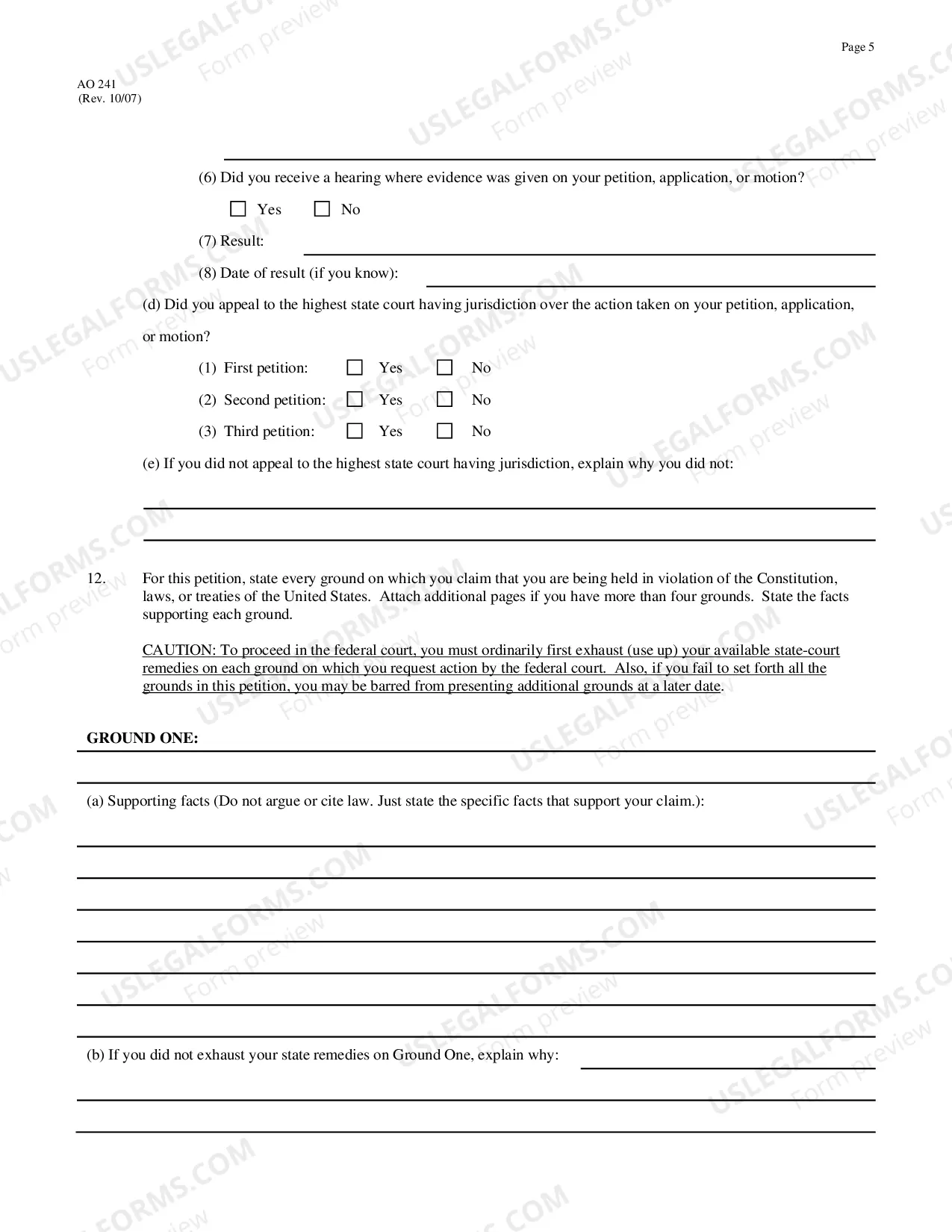 Preview Application for Writ of Habeas Corpus under 28 U.S.C. 2254 by a Person in State Custody
