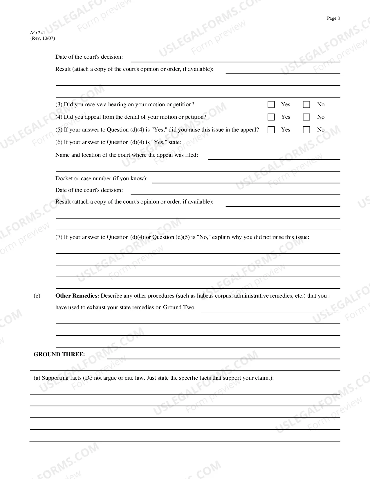 Preview Application for Writ of Habeas Corpus under 28 U.S.C. 2254 by a Person in State Custody