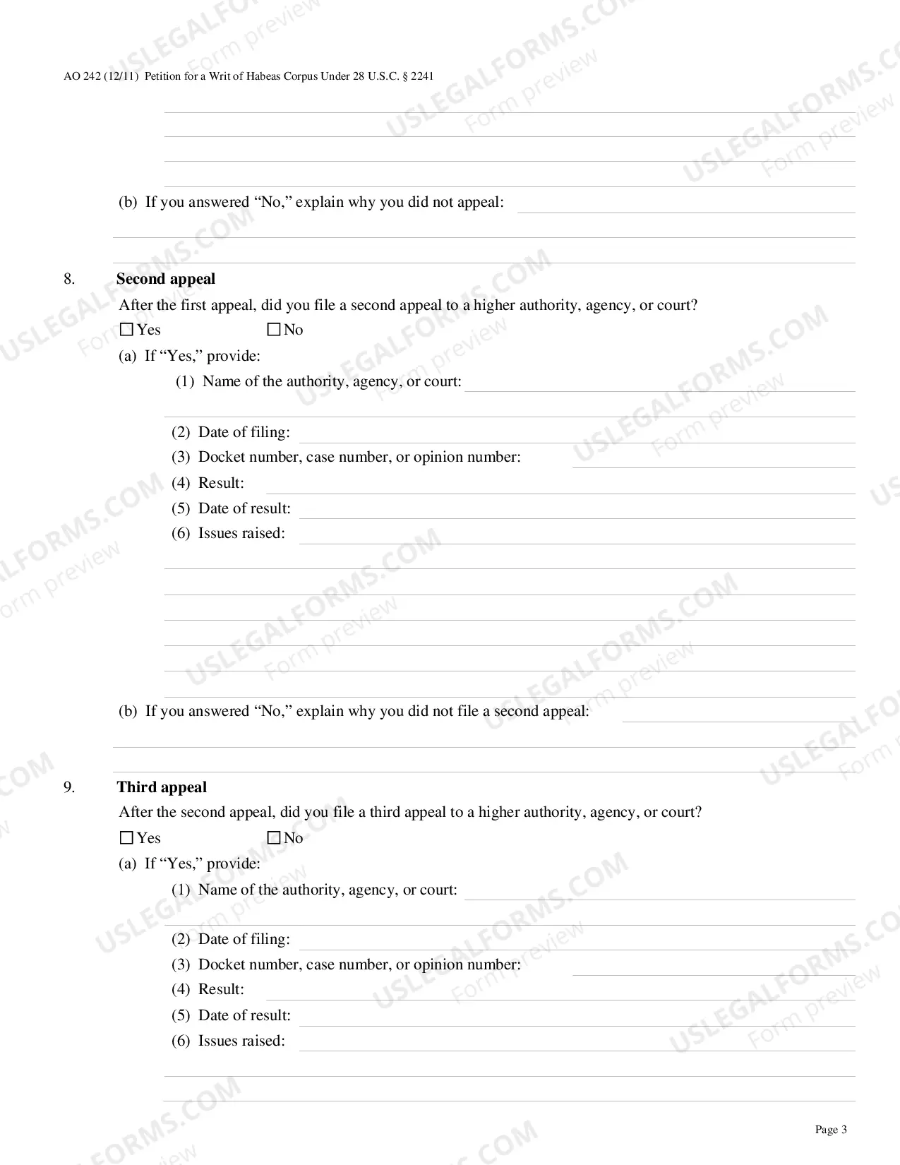 Preview Application for Writ of Habeas Corpus under 28 U.S.C. 2241 by a Person in Federal Custody
